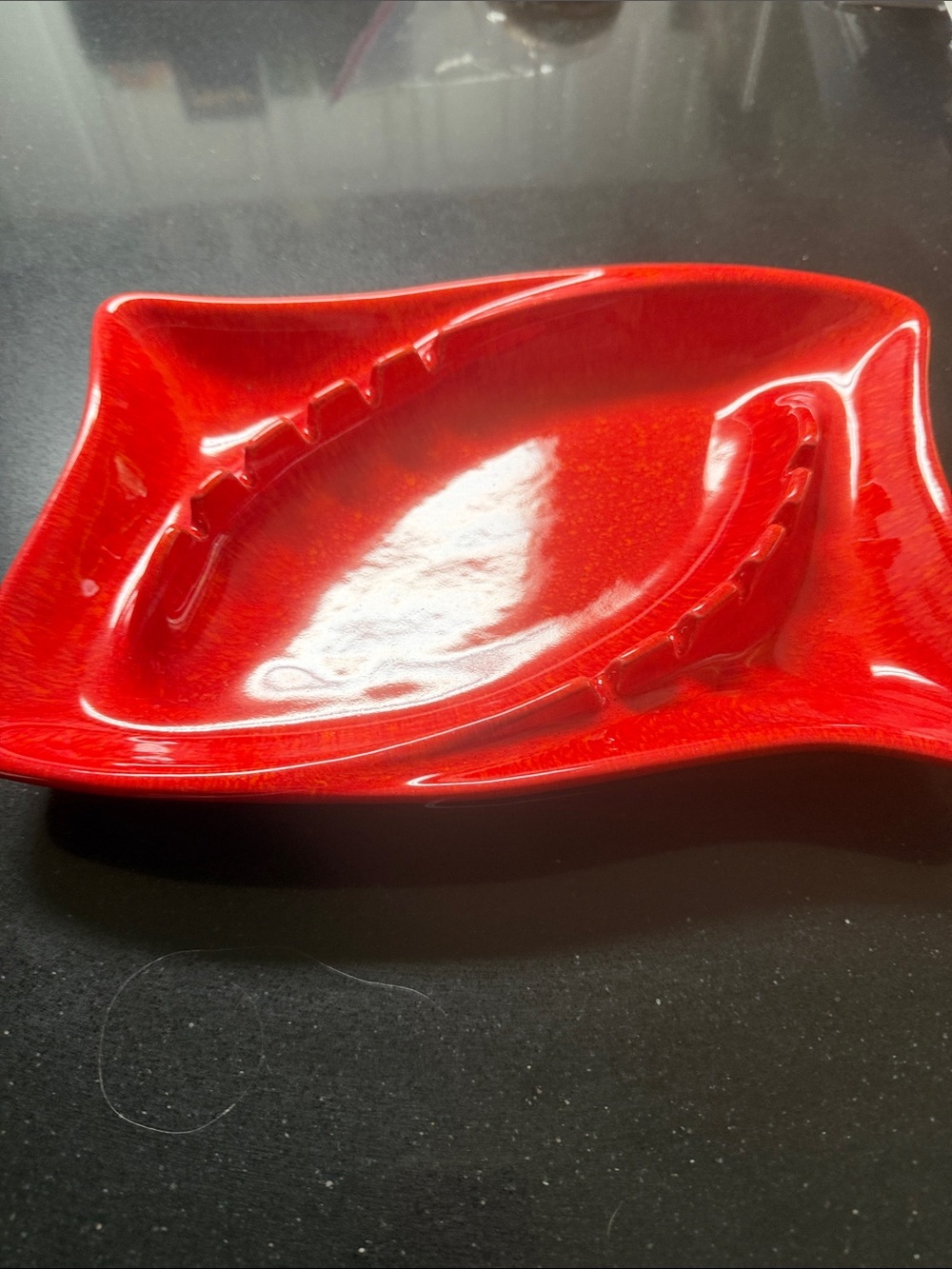 Red Ceramic Vintage Ashtray..